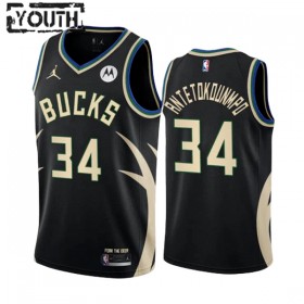 Camiseta Niños NBA Milwaukee Bucks Giannis Antetokounmpo 34 2022-23 Jordan Statement Edition Negro Swingman